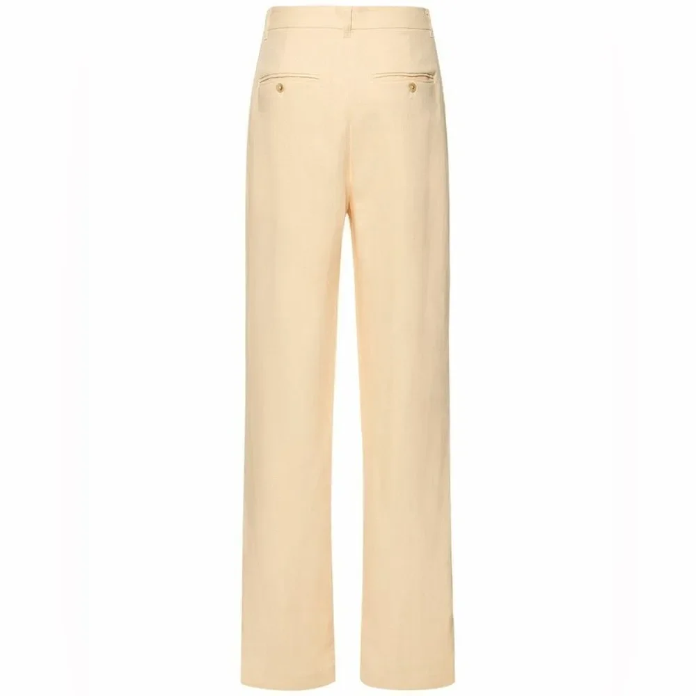 NWT Anine Bing Jay Straight Cream Pants Linen Size 30